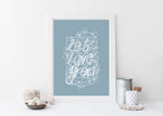 Load image into Gallery viewer, Let Love Grow Print - White on Teal
