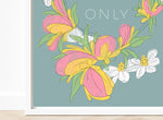 Load image into Gallery viewer, Good vibes only Pink and Yellow flower illustration print
