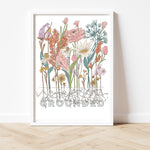 Load image into Gallery viewer, Grounded boho flowers print
