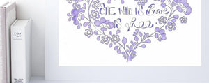 'She who is brave is free' Heart Print Purple