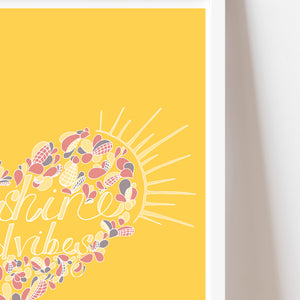 Sunshine and Good vibes heart illustrated print