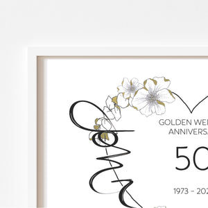 Golden Wedding Anniversary personalised print