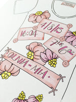 Load image into Gallery viewer, Pink Flowers Personalised Baby Grow Print
