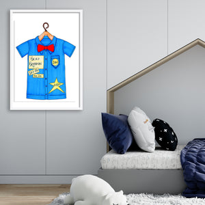 Blue Shirt and Red Bow Tie Personalised Print