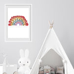 Load image into Gallery viewer, Rainbow flowers personalised print white
