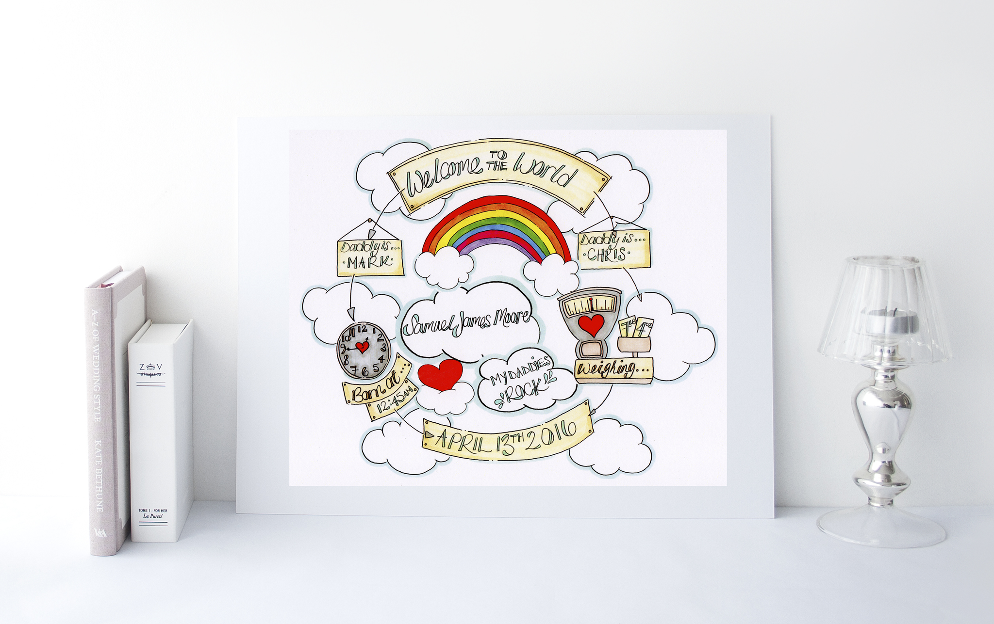 Rainbow Cloud Cycle Personalised Print