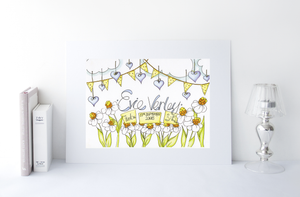 Daisies and Bunting Personalised Print