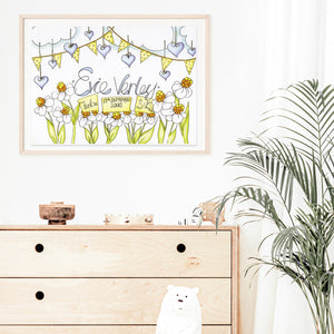 Daisies and Bunting Personalised Print