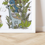 Load image into Gallery viewer, Dinosaurs in Dino land personalised print
