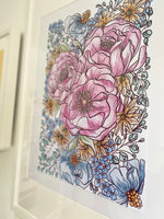 Load image into Gallery viewer, Full Bloom -  illustrated by hand flowers print
