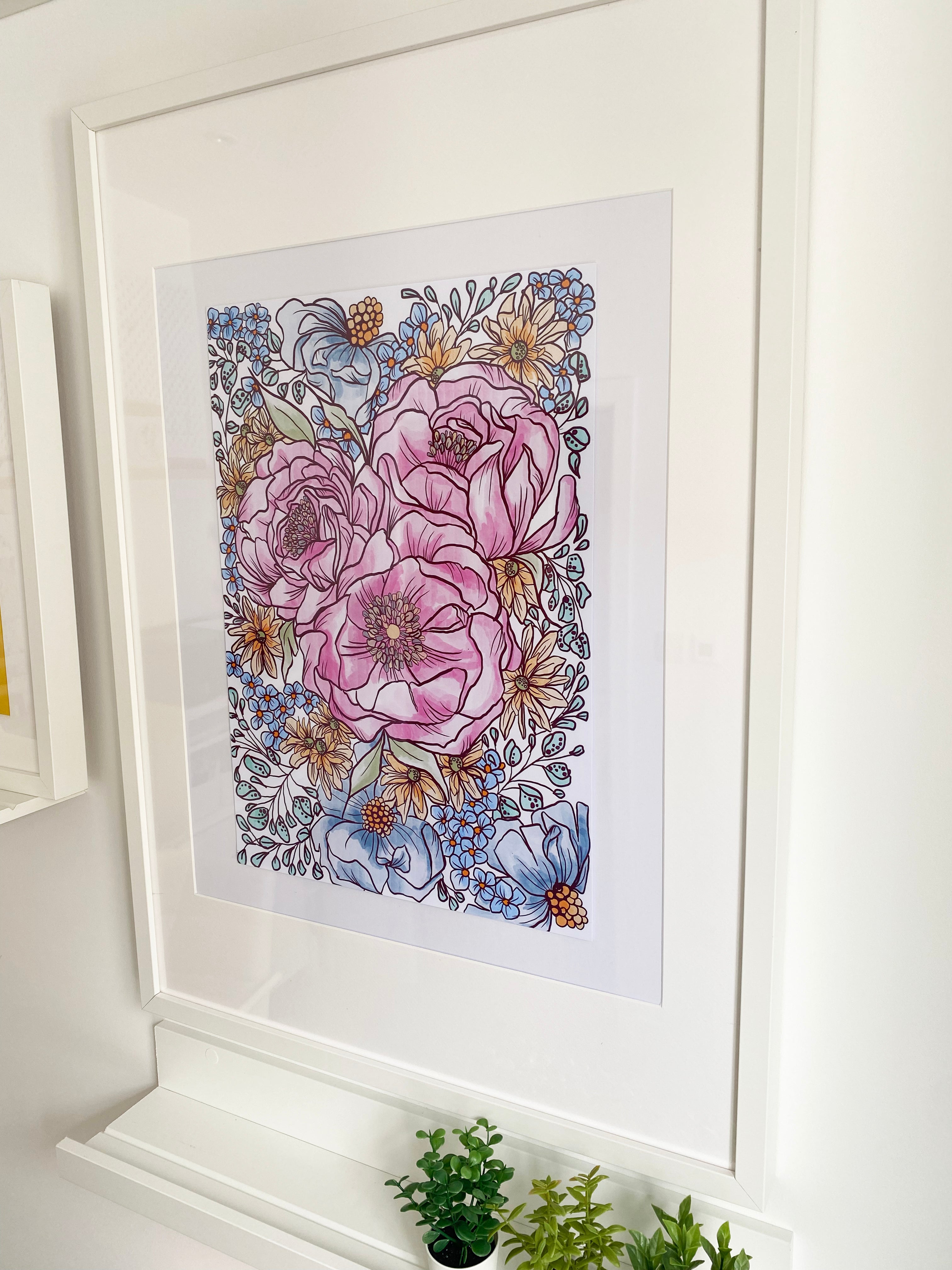 Full Bloom -  illustrated by hand flowers print
