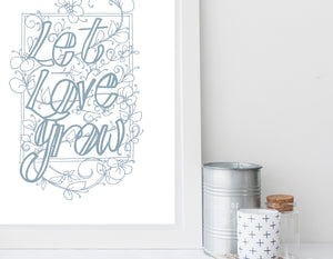 Let Love Grow Print - Teal on White
