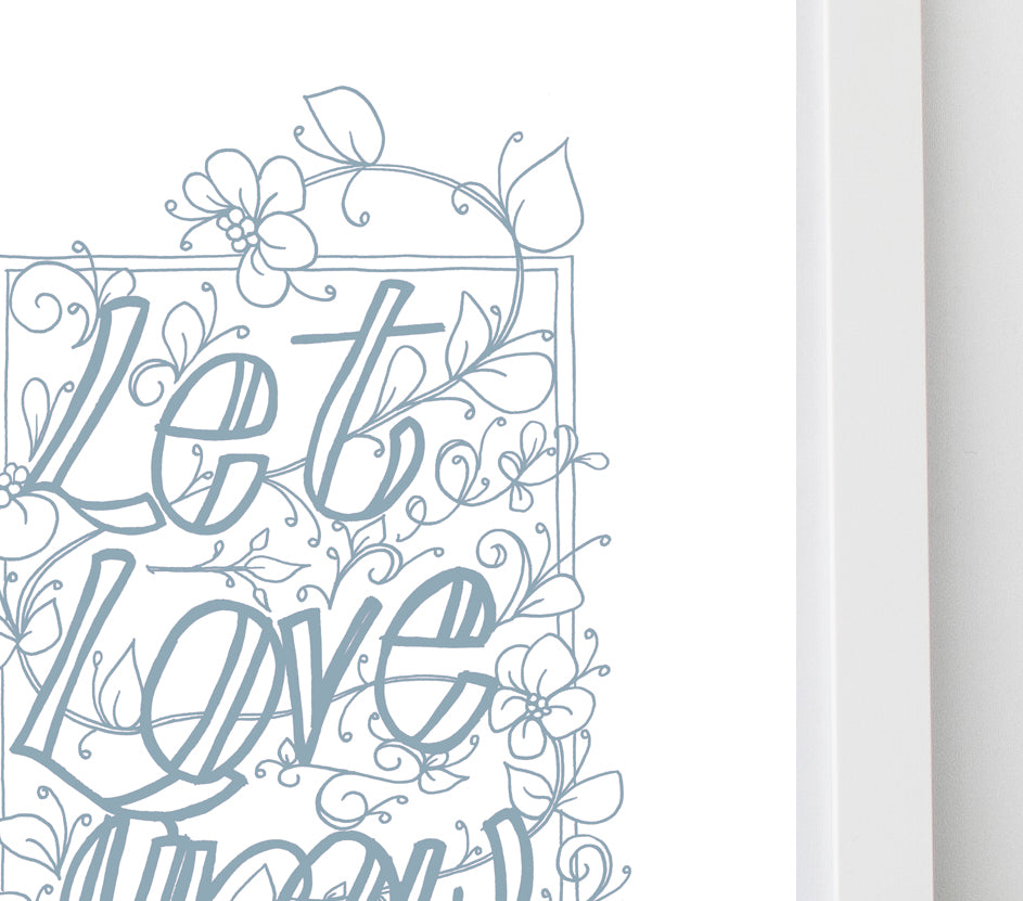 Let Love Grow Print - Teal on White