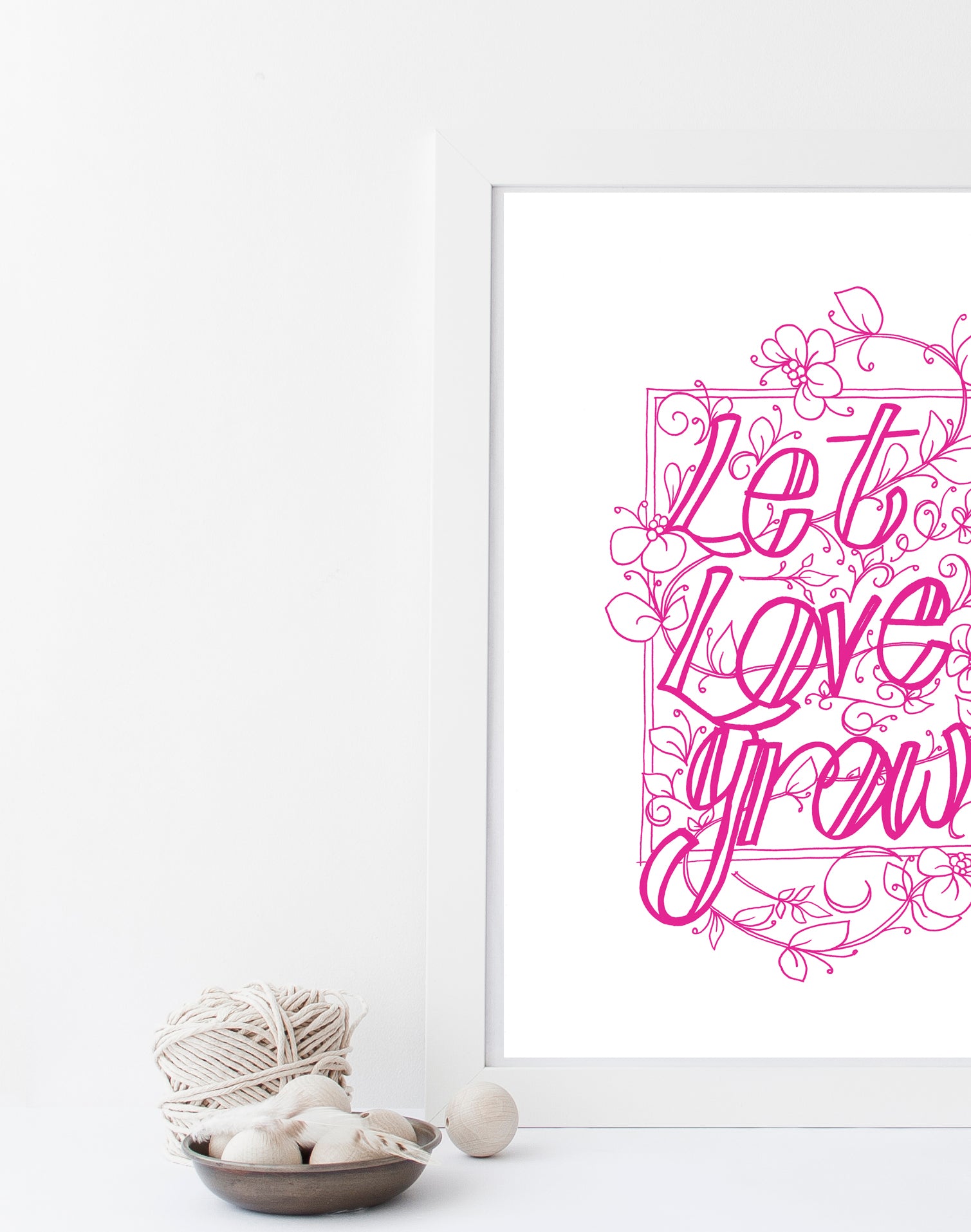 Let Love Grow Print - Bright Pink