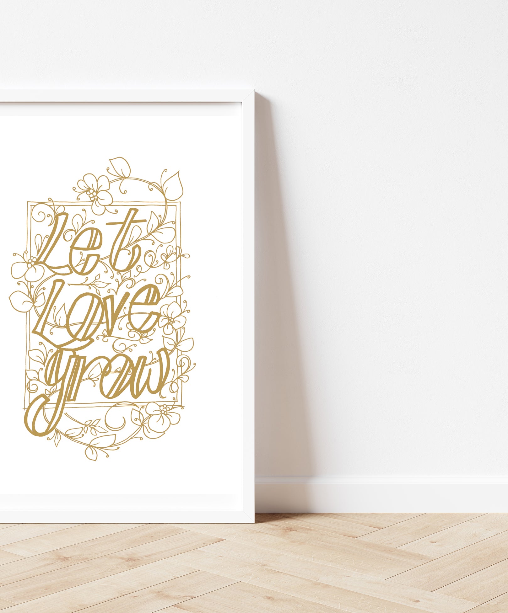 Let Love Grow Print - Tan on white