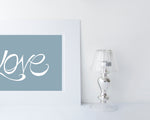Load image into Gallery viewer, Hand Illustrated Love Print - White on Teal
