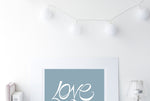 Load image into Gallery viewer, Hand Illustrated Love Print - White on Teal
