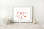 Load image into Gallery viewer, Hand Illustrated Love Print - Coral on White
