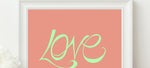 Load image into Gallery viewer, Hand Illustrated Love Print - Mint on Coral
