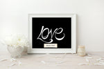Load image into Gallery viewer, Hand Illustrated Love Print - White on Black
