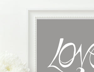 Hand Illustrated Love Print - White on Grey