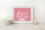 Load image into Gallery viewer, Hand Illustrated Love Print - White on Pink
