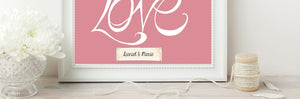 Hand Illustrated Love Print - White on Pink