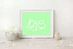 Load image into Gallery viewer, Hand Illustrated Love Print - White on Mint
