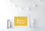 Load image into Gallery viewer, Hand Illustrated Love Print - White on Mustard
