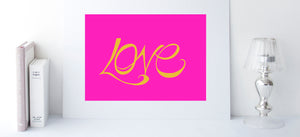Hand Illustrated Love Print - Mustard on Pink