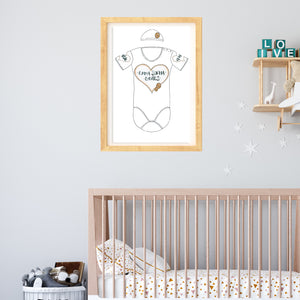 Neutral Heart Personalised Baby Grow Print