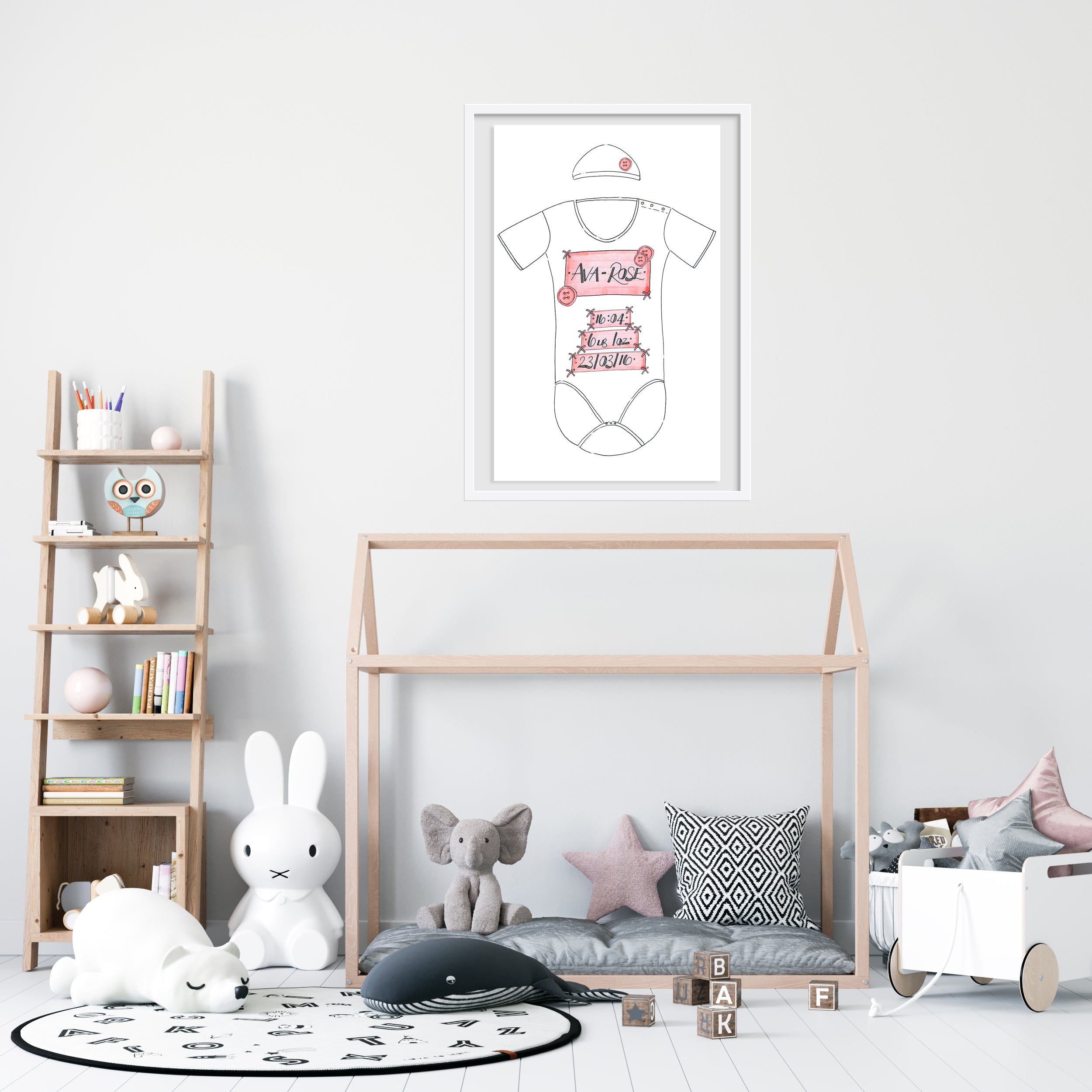 Pink Buttons Personalised Baby Grow Print