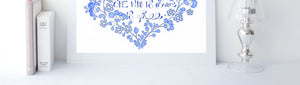 'She who is brave is free' Heart Print Blue