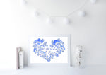 Load image into Gallery viewer, &#39;She who is brave is free&#39; Heart Print Blue
