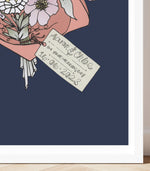 Load image into Gallery viewer, Personalised Bouquet of flowers Print - Navy background

