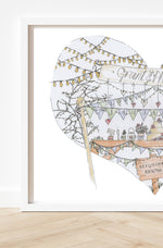 Load image into Gallery viewer, Bunting, wedding party, Fairy Lights Personalised Wedding Print
