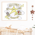 Load image into Gallery viewer, Yellow Stars Cloud Cycle Personalised Print

