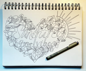 Sunshine and Good vibes heart illustrated print